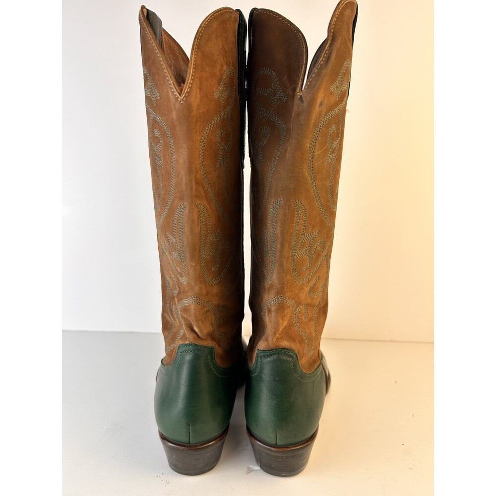 Nine West Vintage Women 7 Western Boots Used Green And Camel Cowgirl - Picture 5 of 10